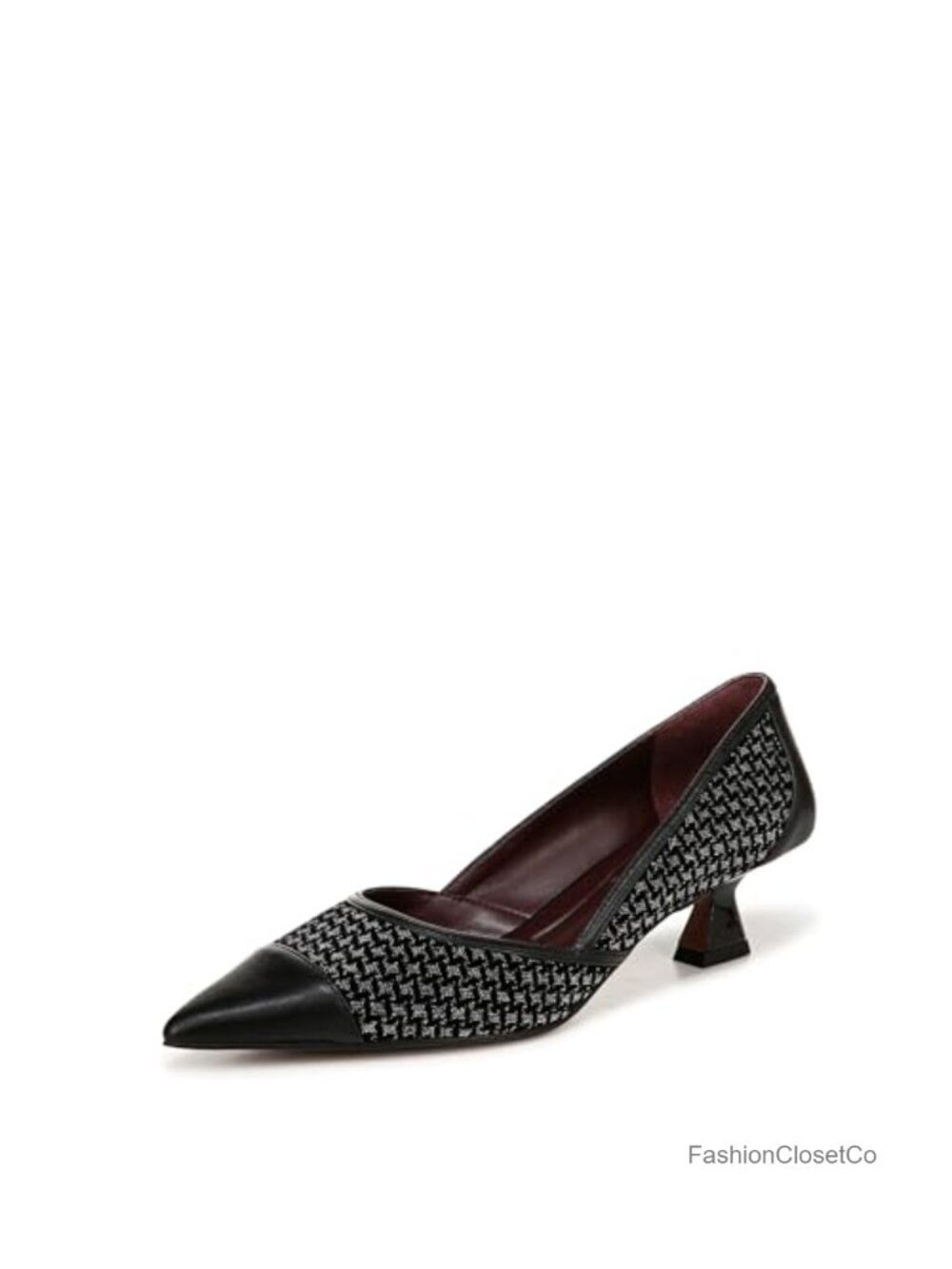 Franco Sarto Women's Kitten Heel Pumps Leather Slip-On Pointed Toe 1.75" Heel